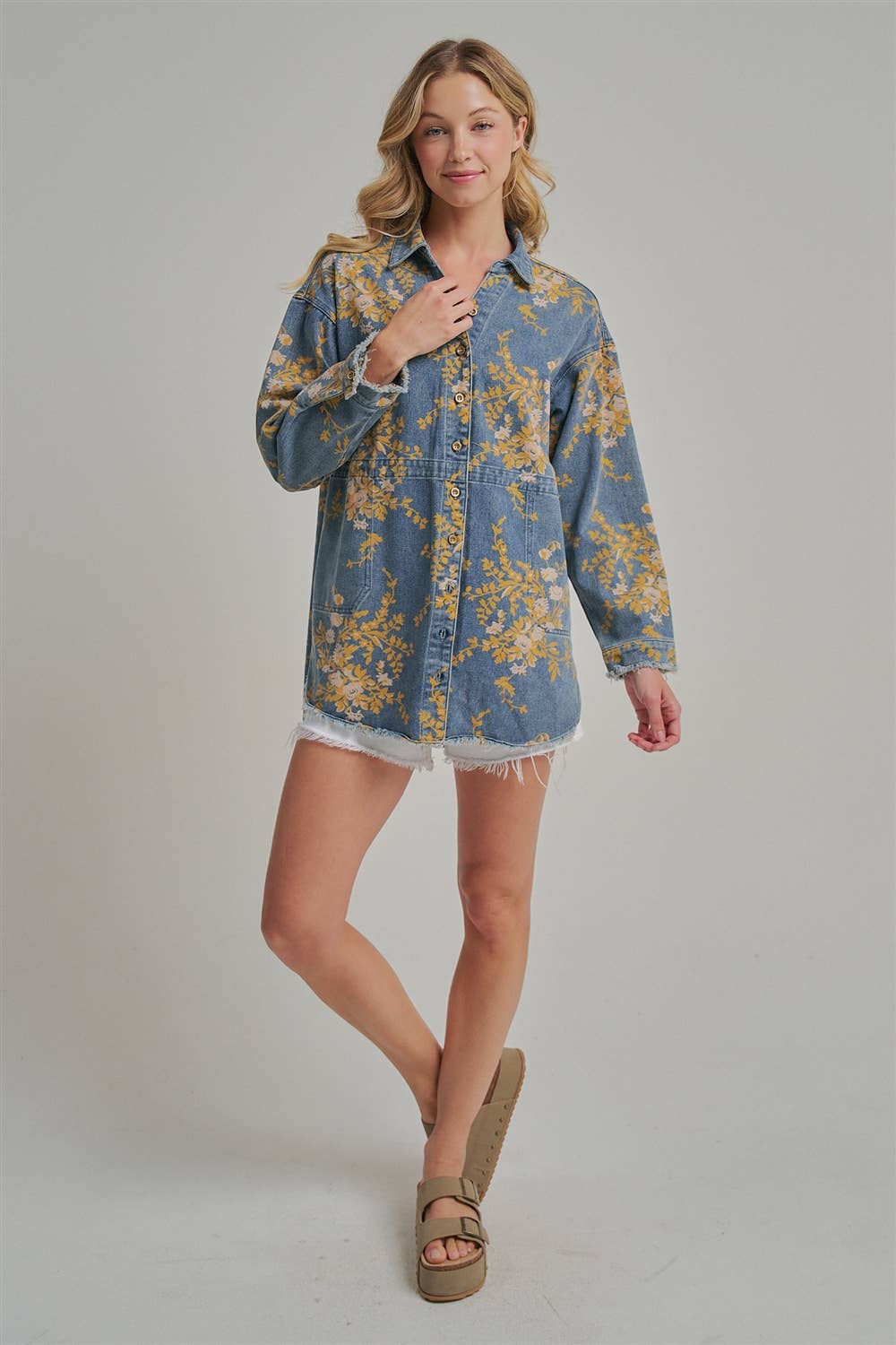 FLORAL DENIM SHIRT