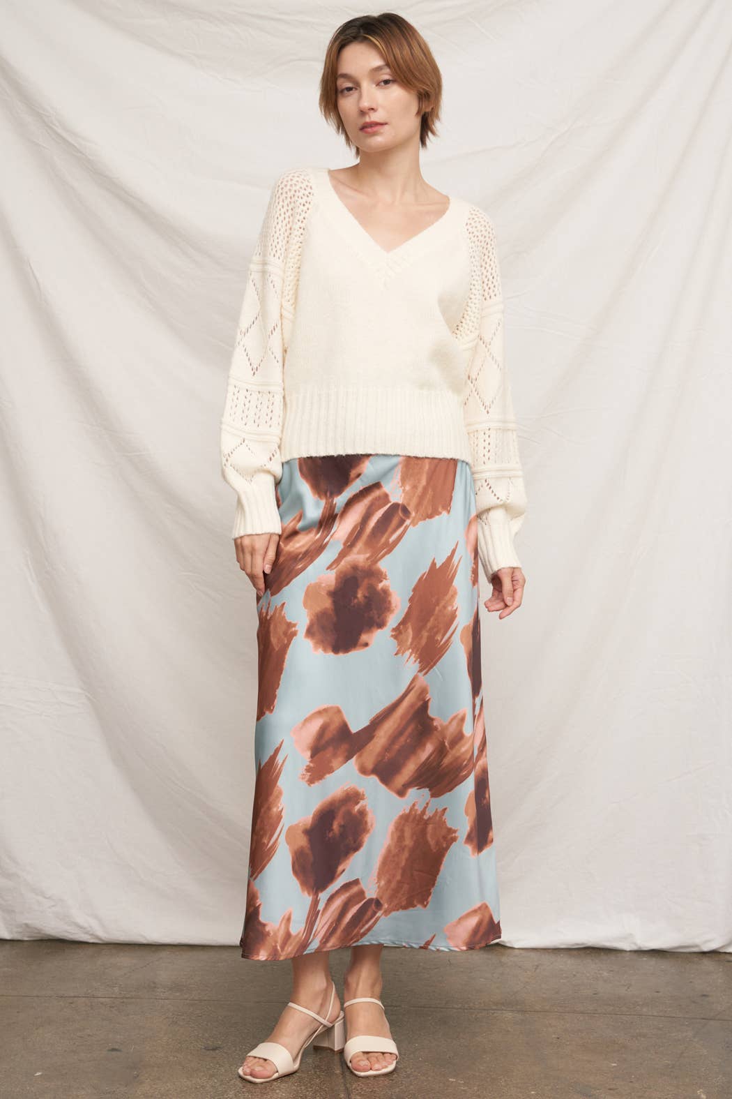 Floral Satin Maxi Skirt