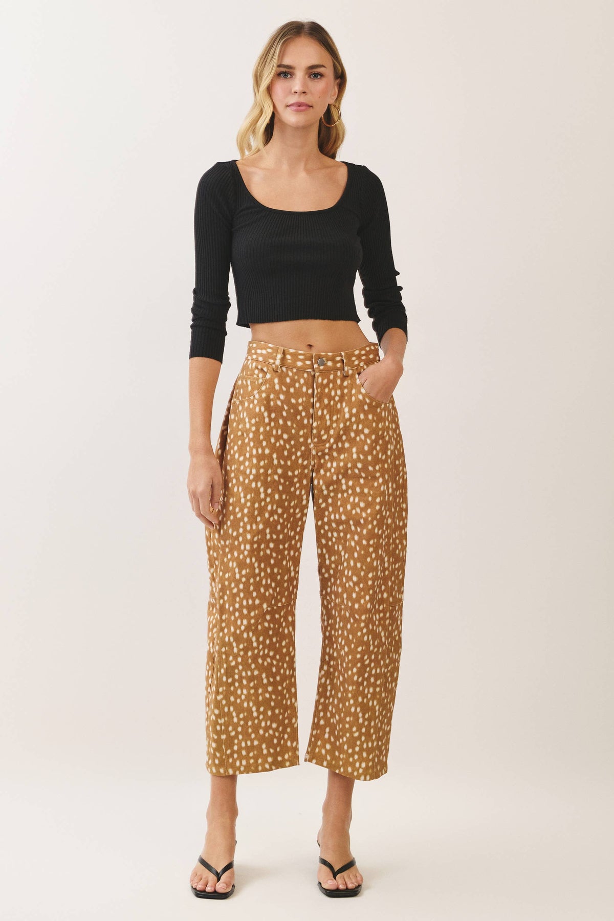 Deer Print Barrel Pants