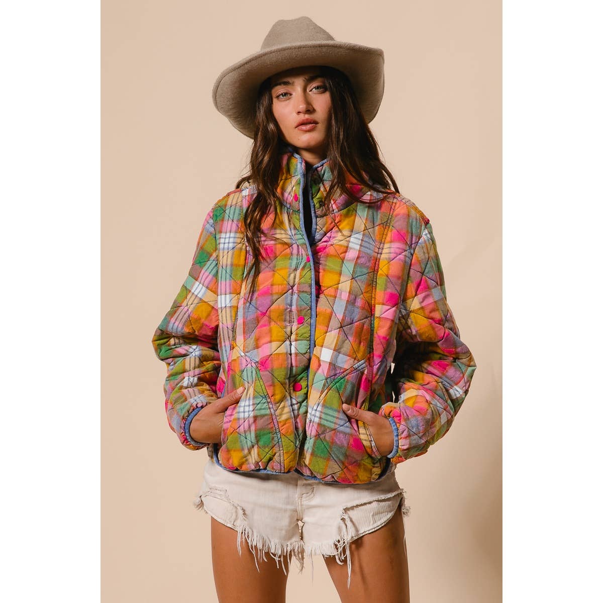 PLAID QUILTED JACKET