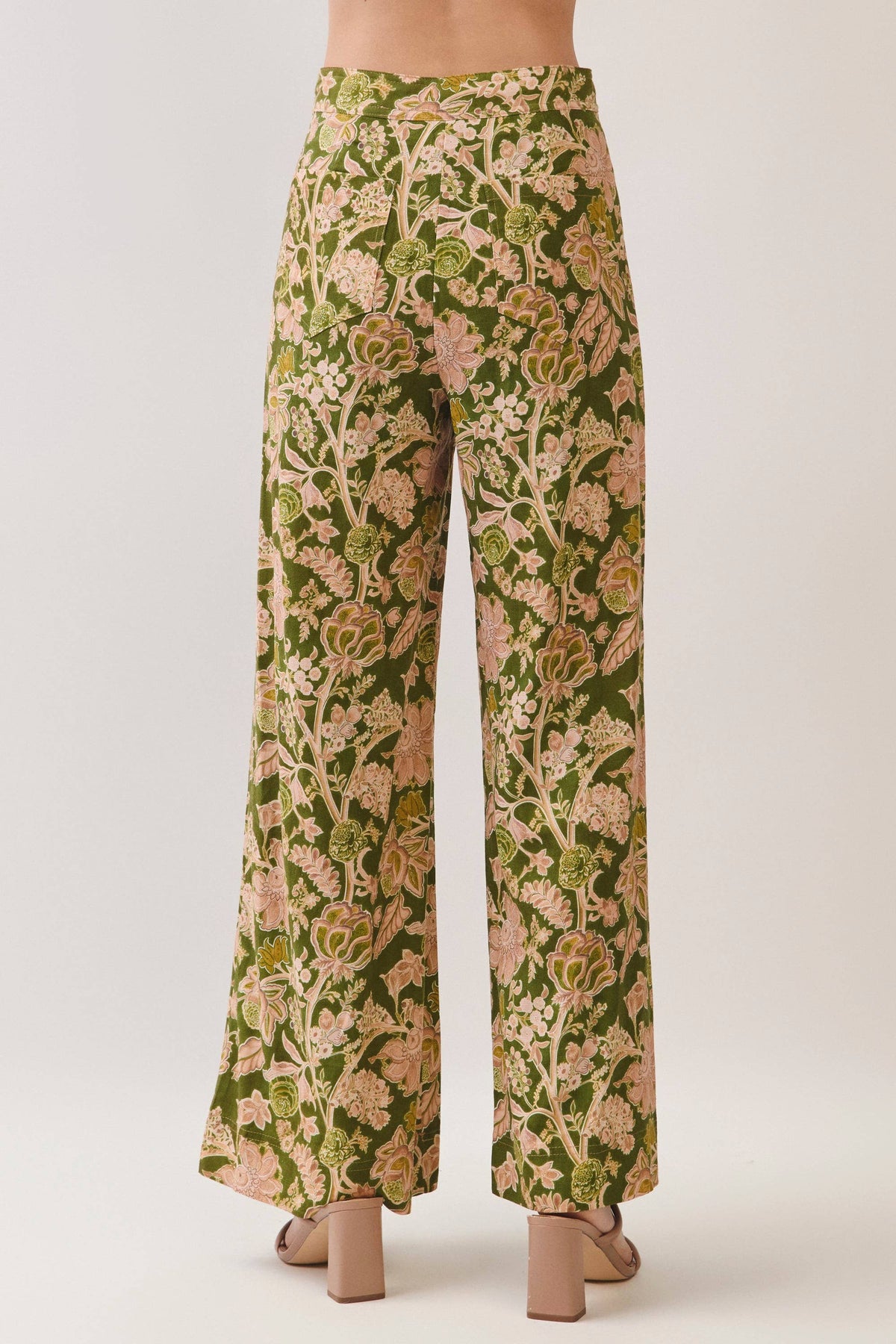 Floral Print Wide Leg Long Pants