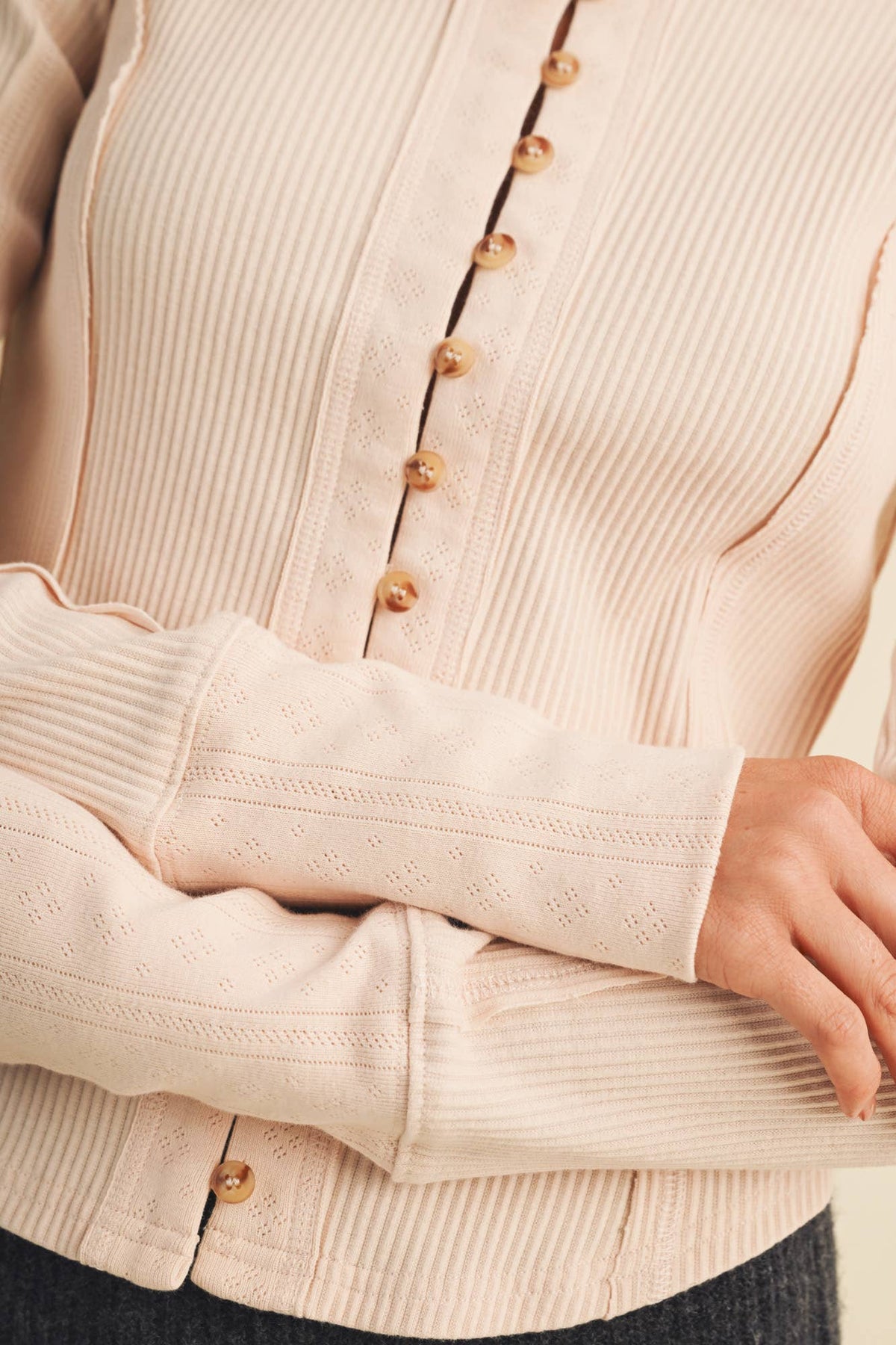Corset-Seam Cuff Blouse