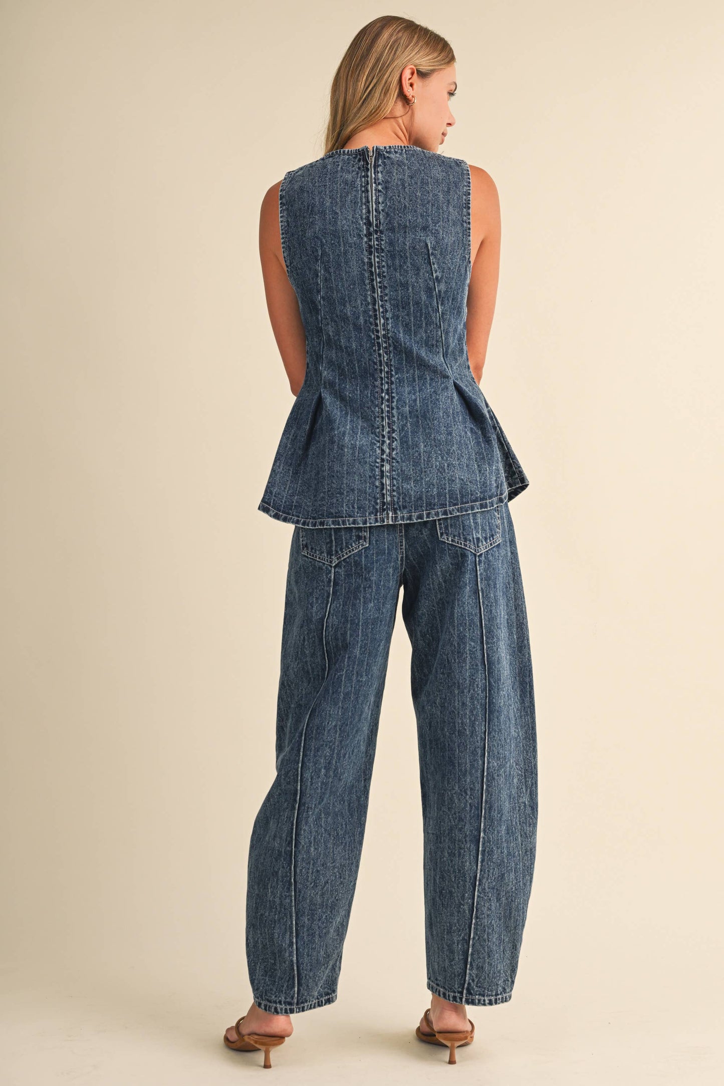 DENIM PEPLUM & BARREL SET