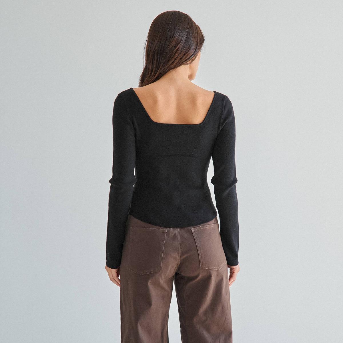 Pleated split knit top