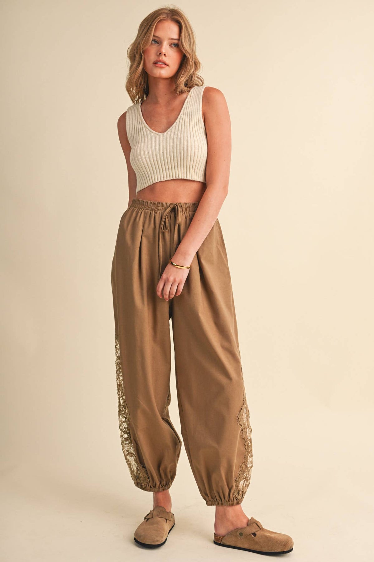 LACE DETAIL BALLOON PANTS *More Colors*