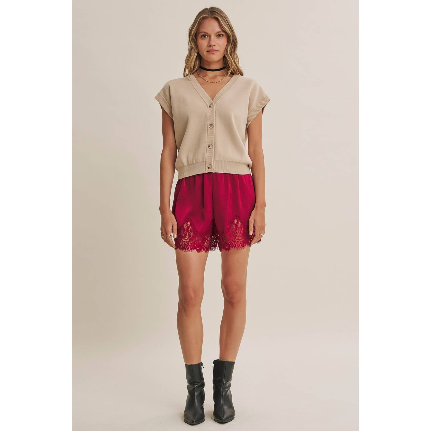 SATIN LACE ELASTIC WAIST SHORTS *More Colors*