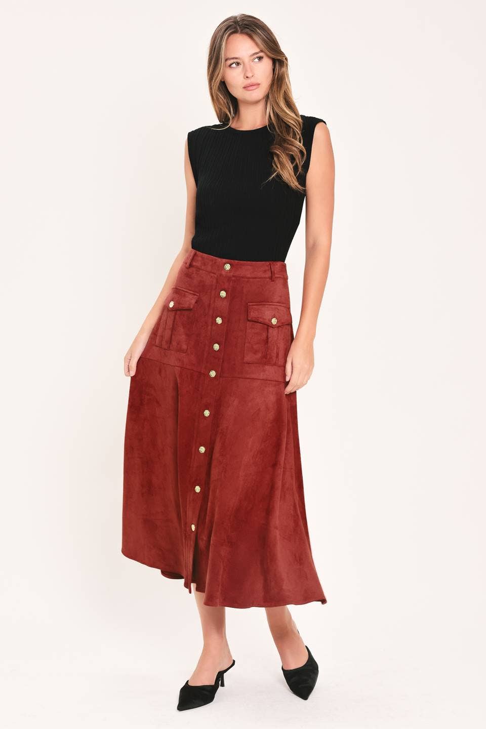 Faux suede skirt
