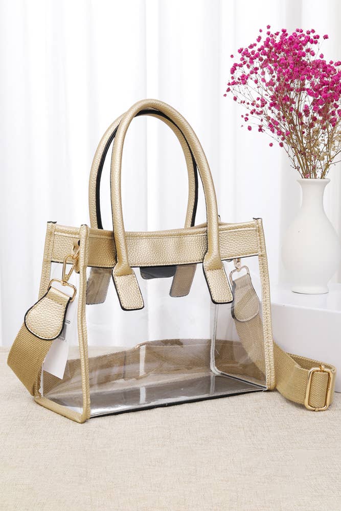 Color Trim Clear Hand Bag