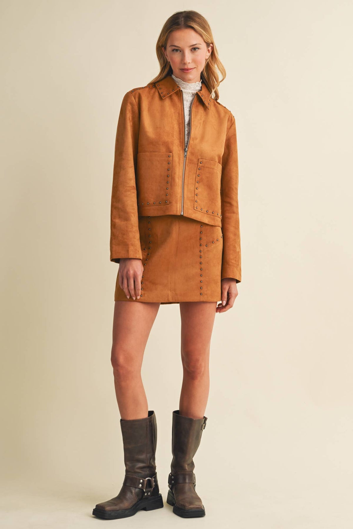 Studded Suede Skirt