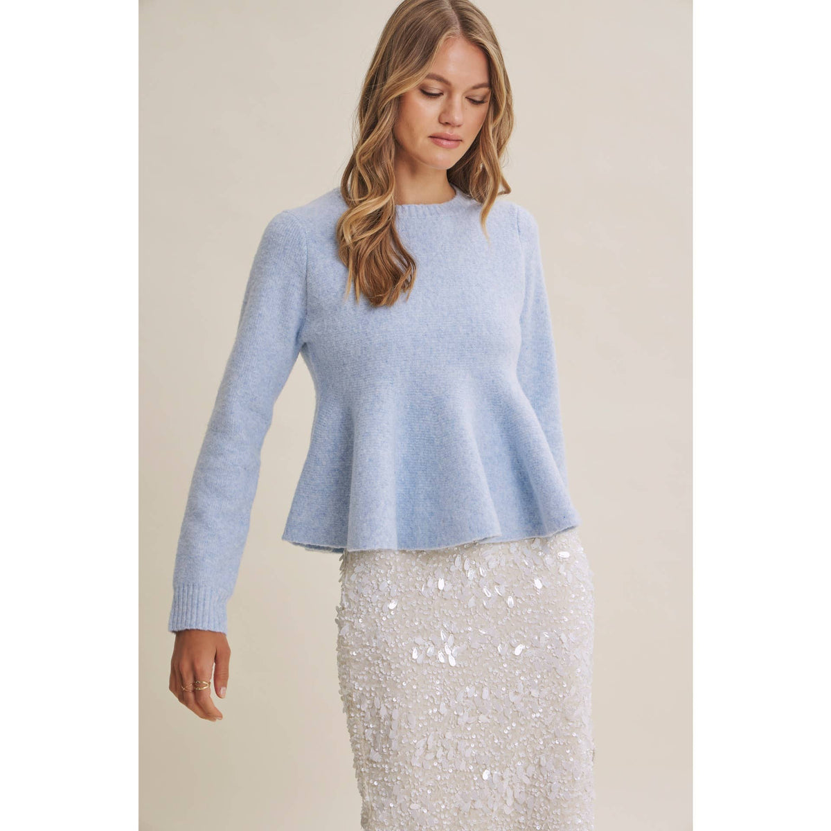 PEPLUM WOOL SWEATER