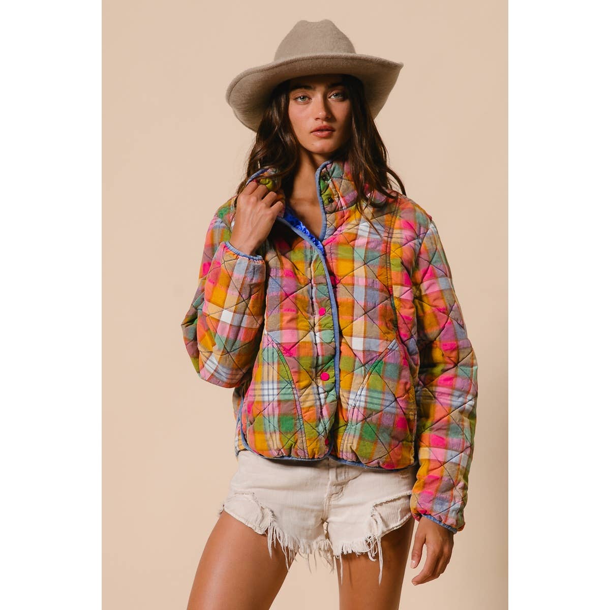 PLAID QUILTED JACKET