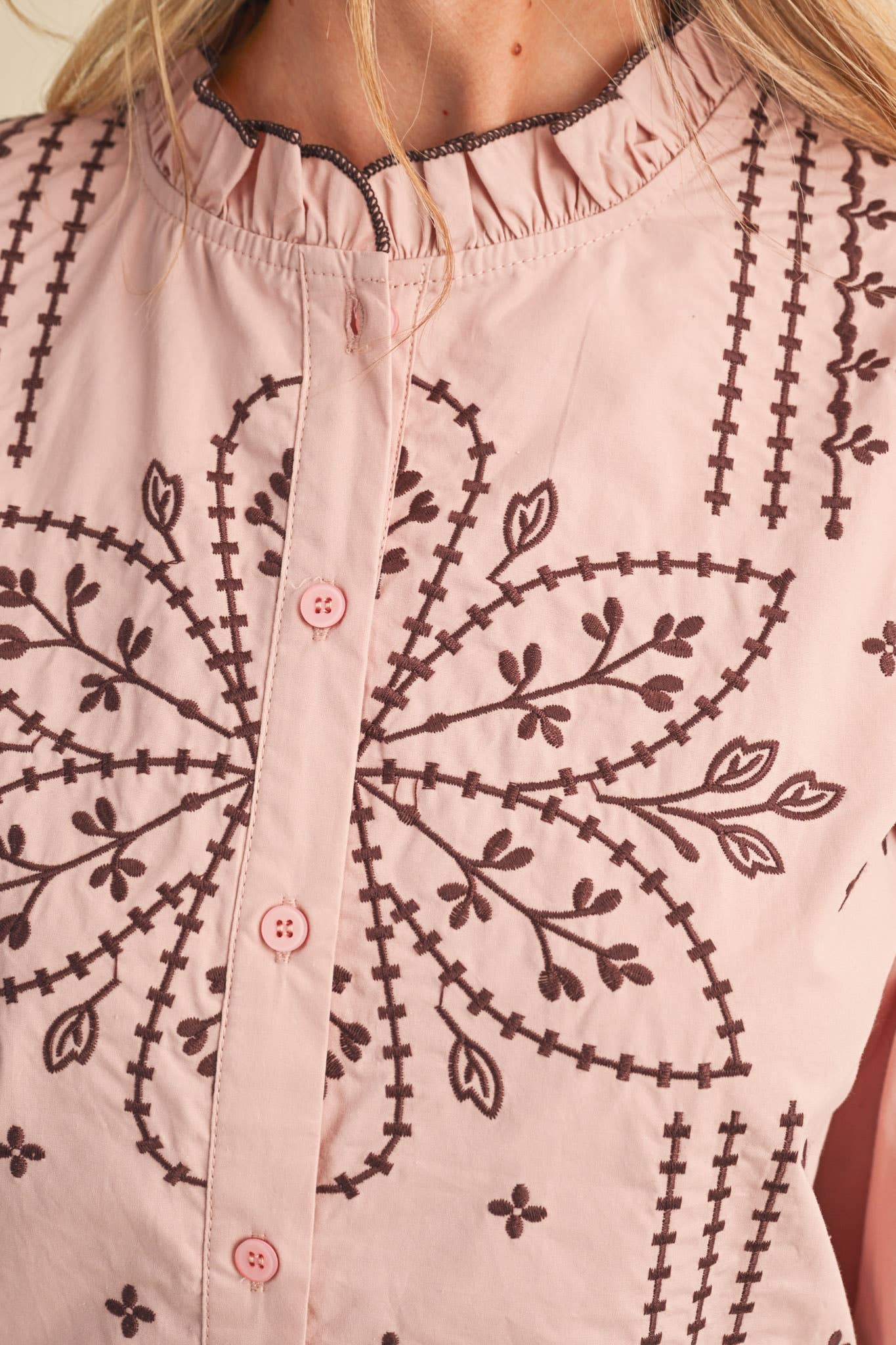 EMBROIDERED BUTTON UP TOP