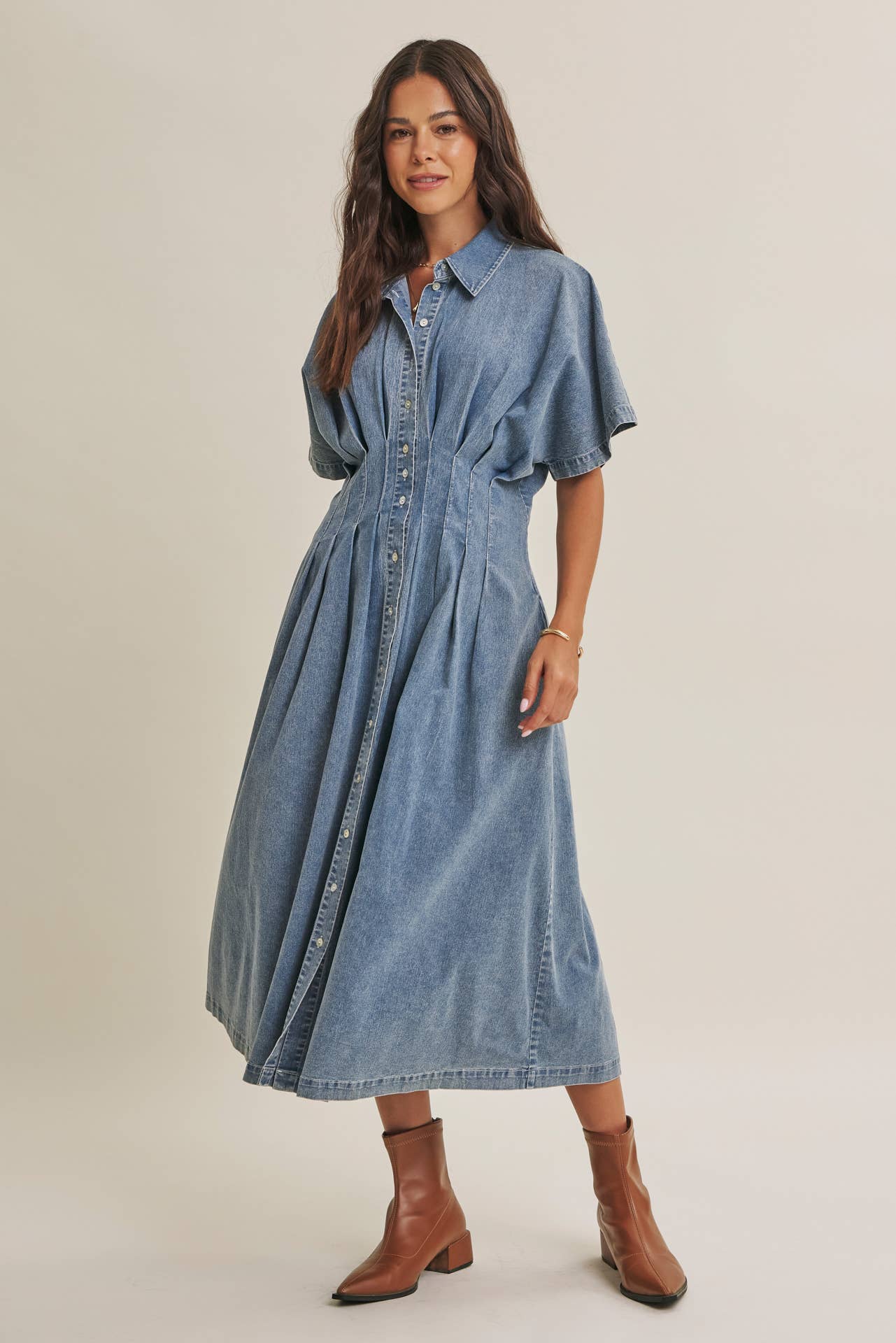BUTTON-DOWN DENIM DRESS