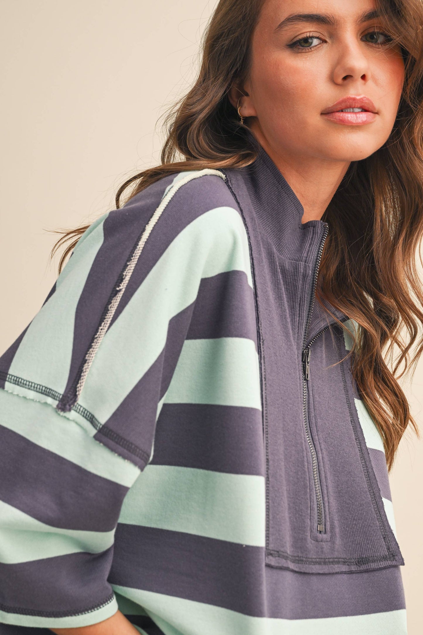 STRIPED HALF ZIP SET *More Colors*