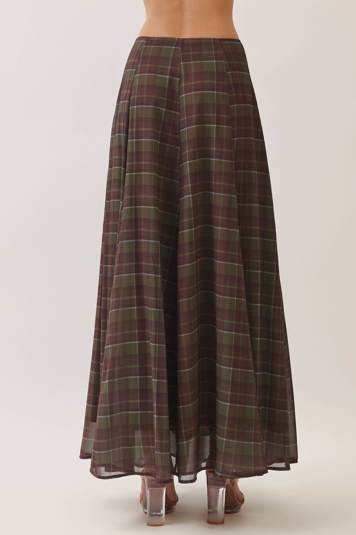 Plaid Maxi A Line Skirt