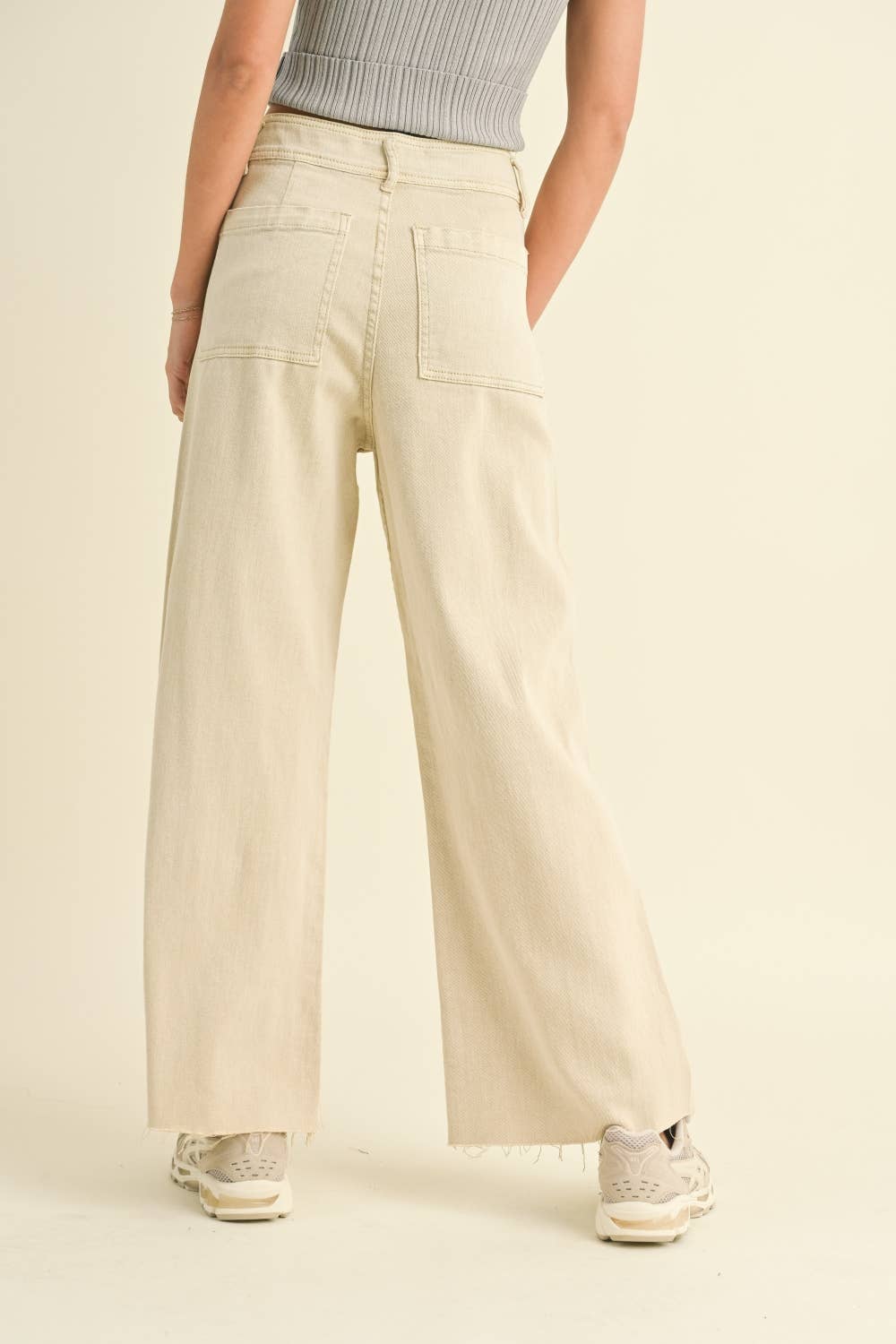 Beige Wide Leg Jeans