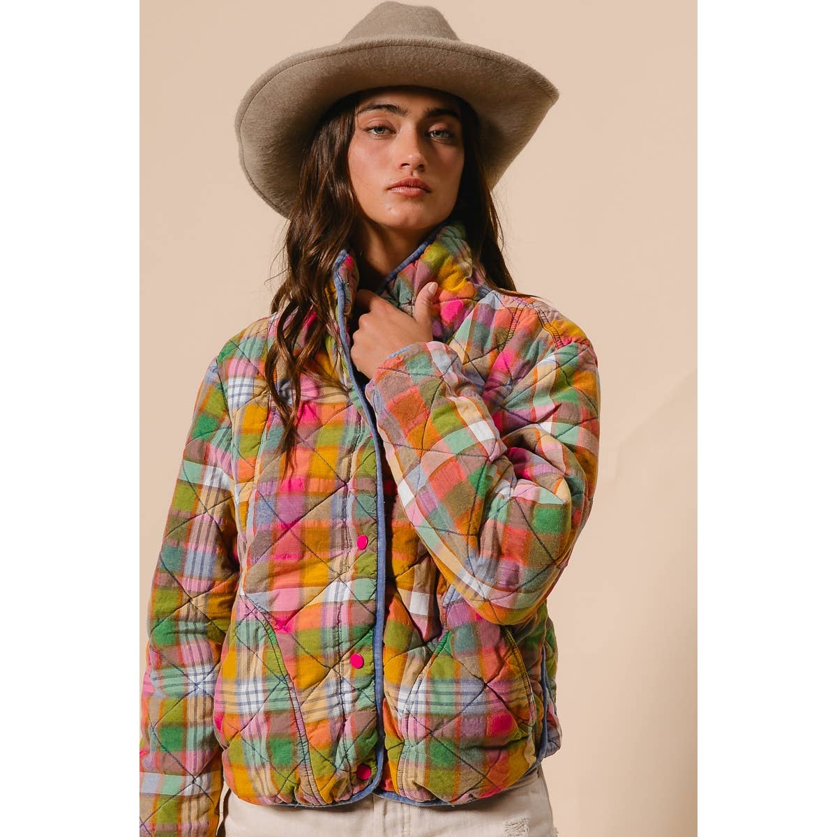 PLAID QUILTED JACKET