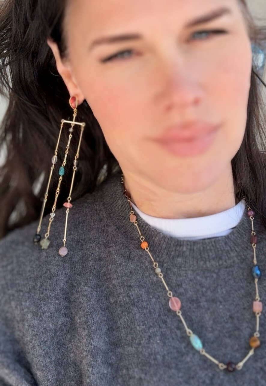 Serenity  Fringe Earring- Genuine Gemstone and 14K gold 