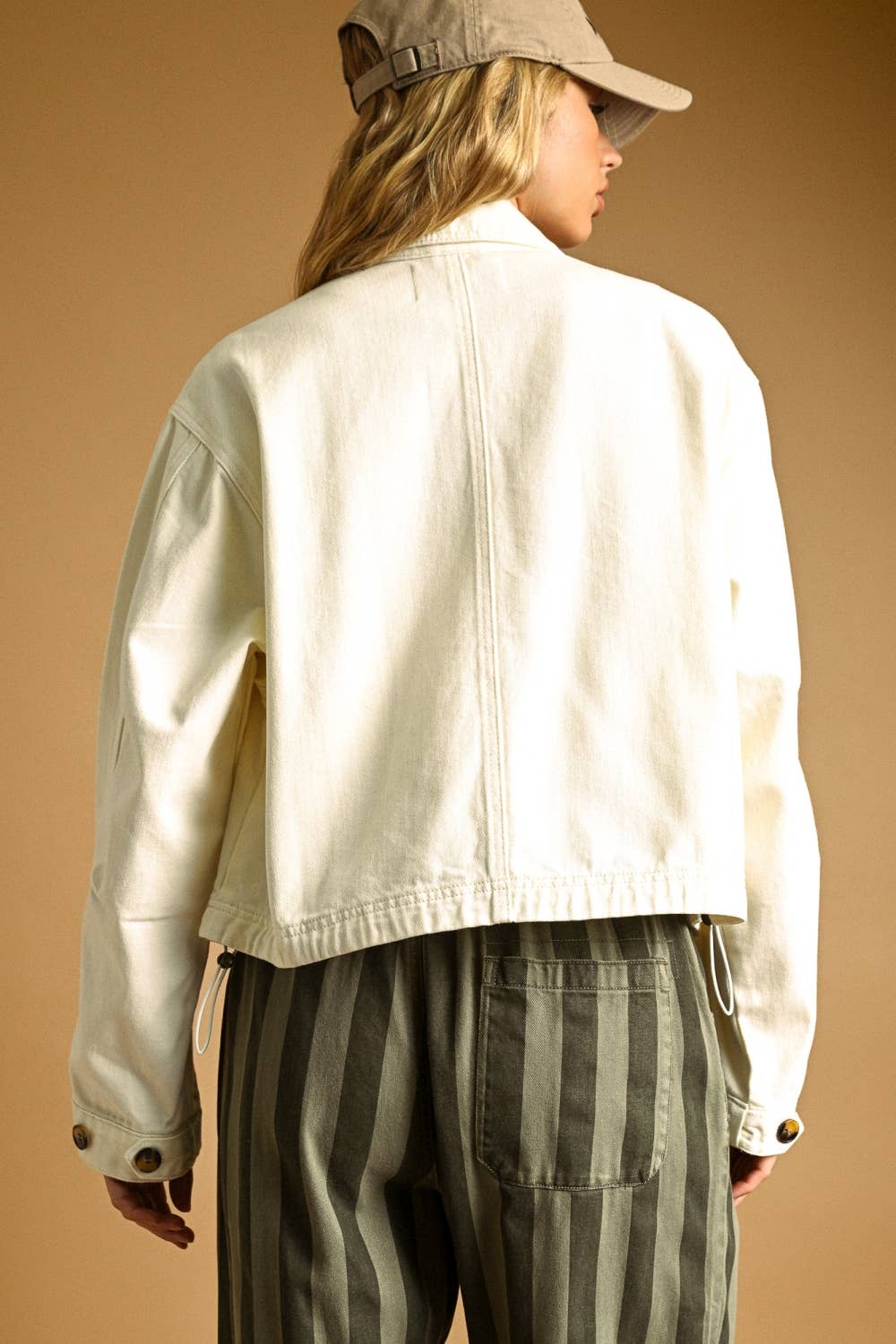 ECRU LONG SLEEVE JACKET WITH ADJUST CUFF