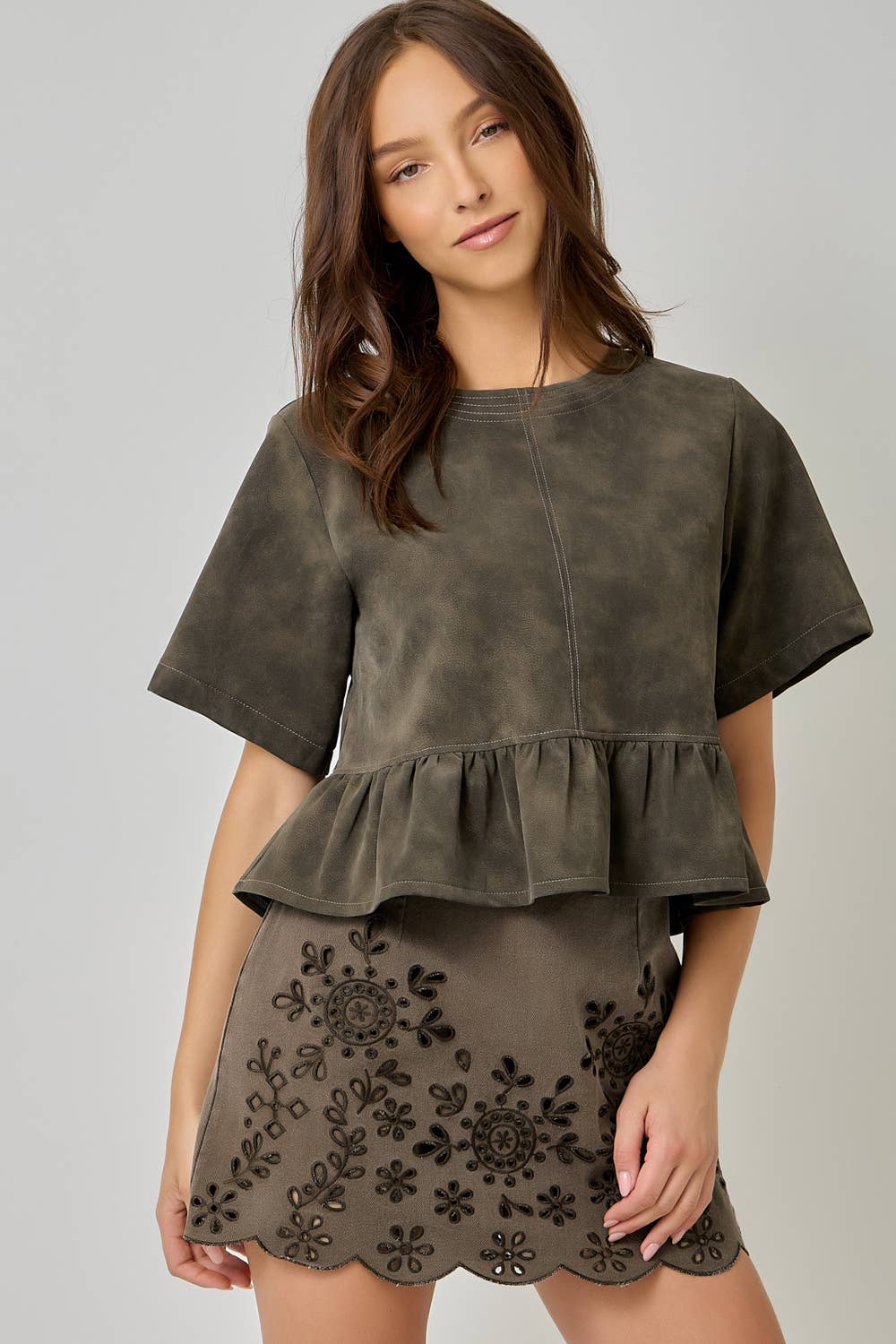 Vintage Faux Leather Peplum Top