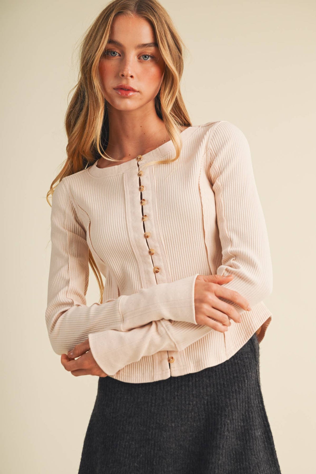 Corset-Seam Cuff Blouse