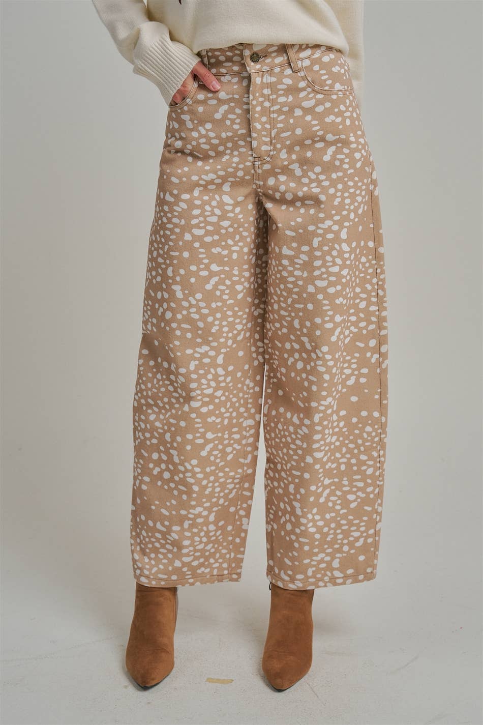 DEER PRINT WIDE LEG PANTS