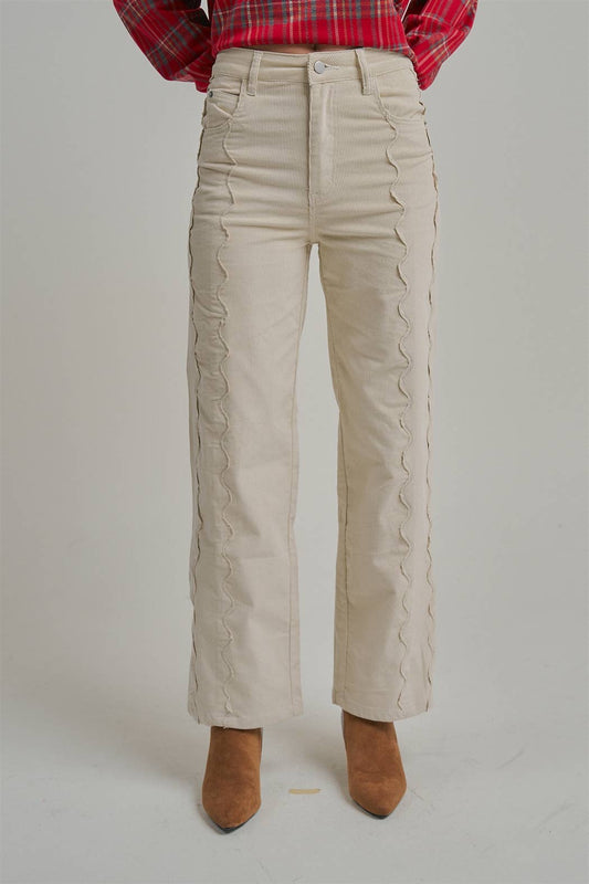 CORDUROY SCALLOPED PANTS