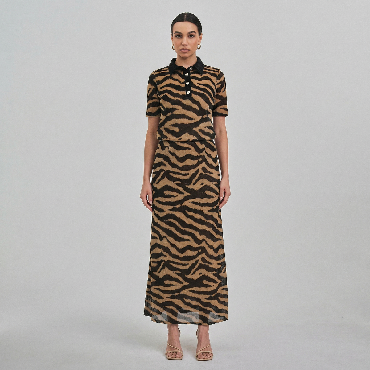 Tiger print maxi skirt