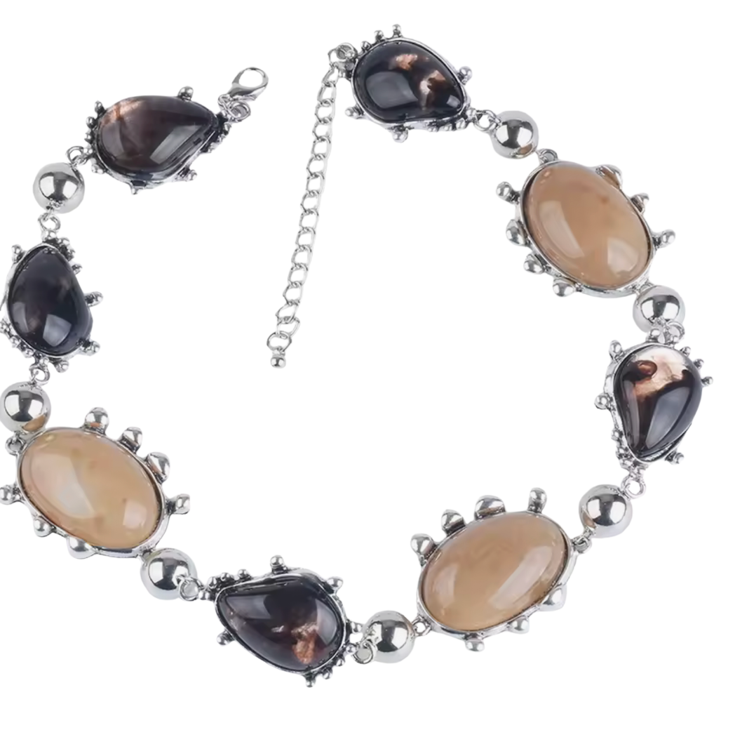 Boho Carmel Collar Cabochon Necklace