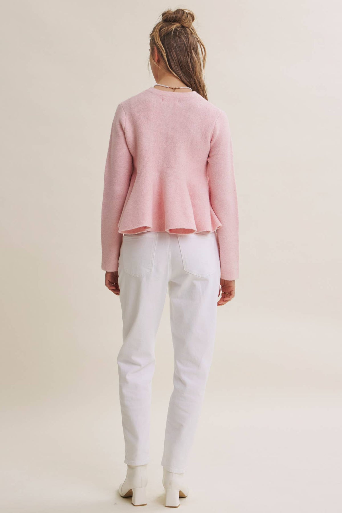 PEPLUM BUTTON SWEATER *MORE COLORS*