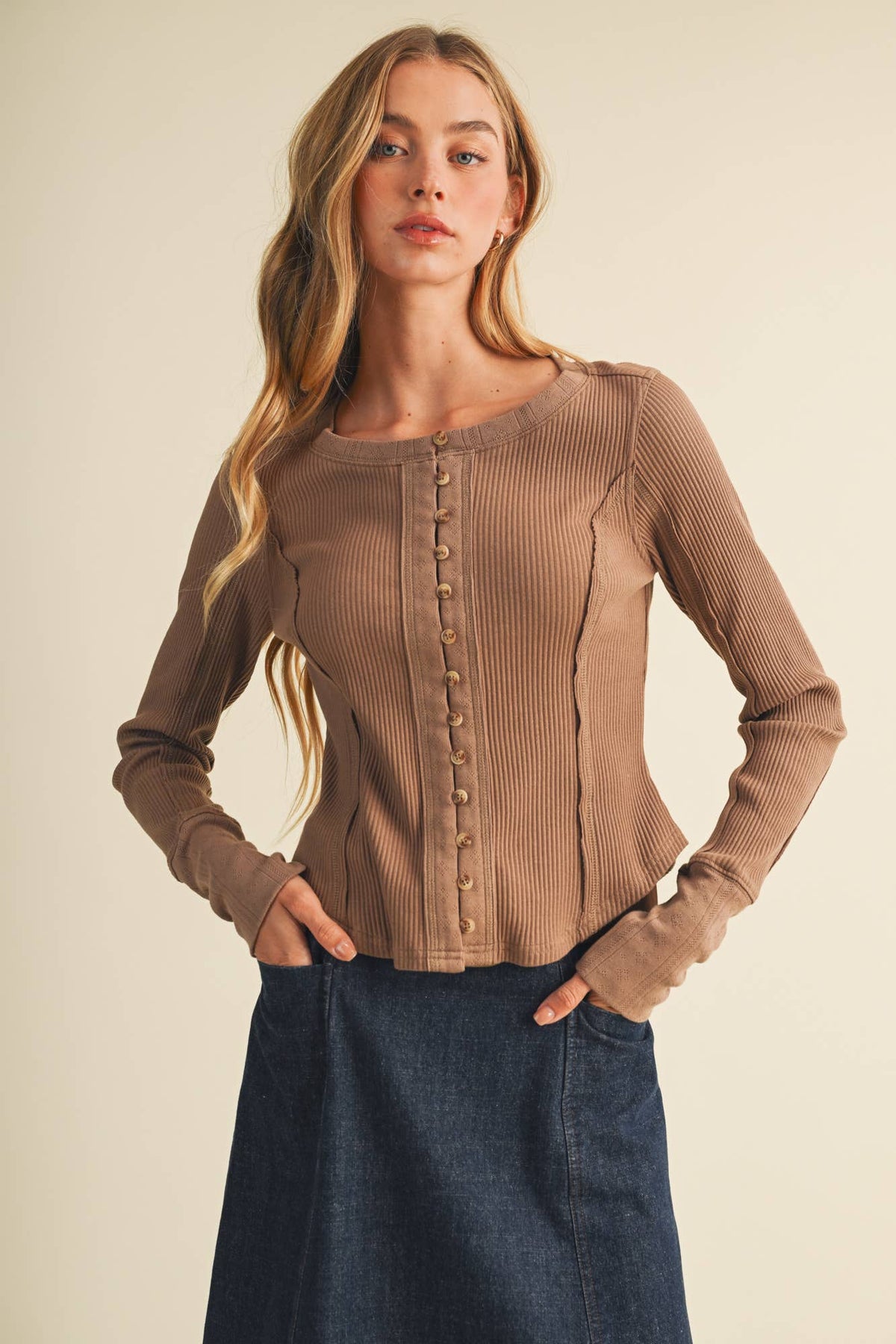Corset-Seam Cuff Blouse