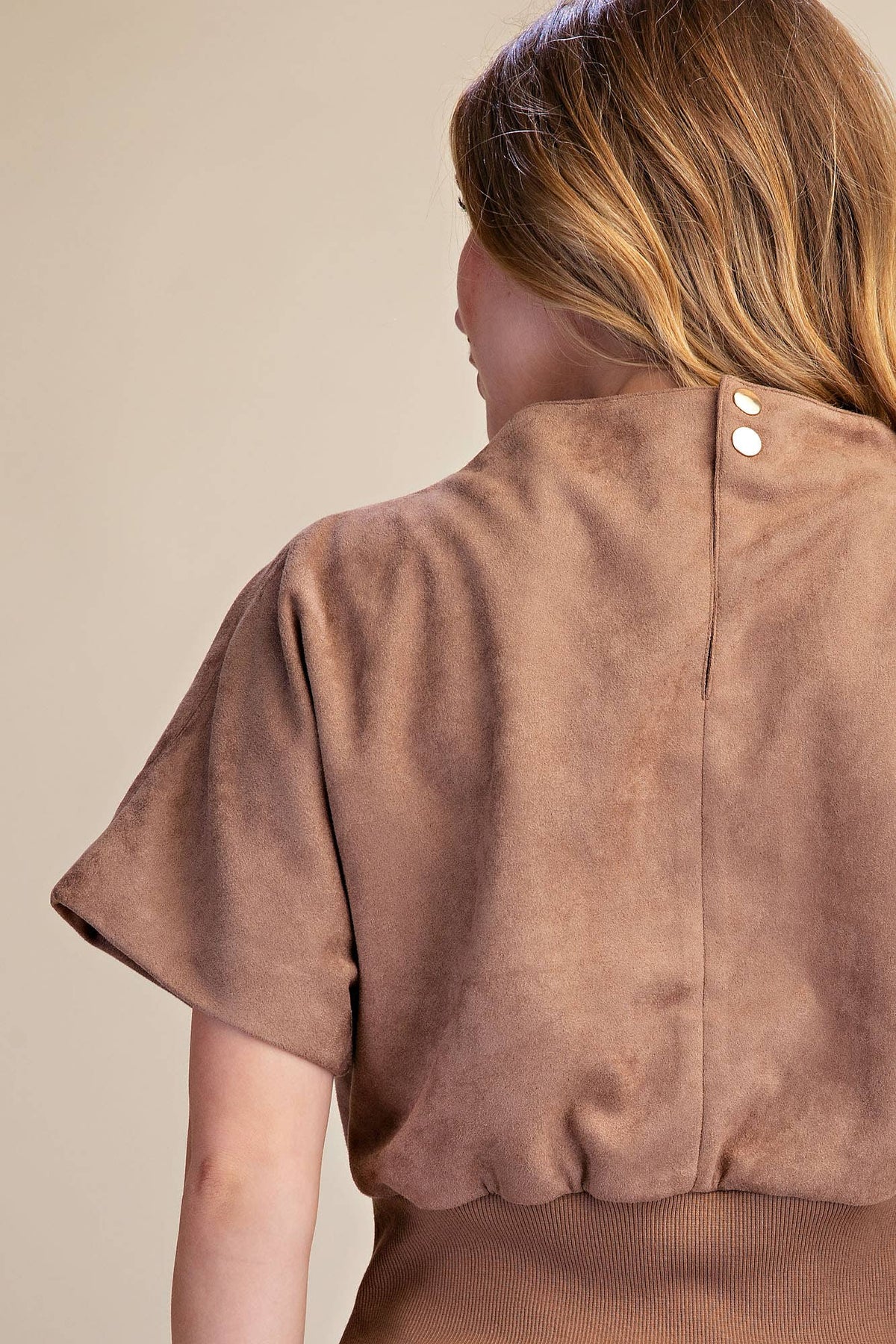 Mock Neck Suede Top