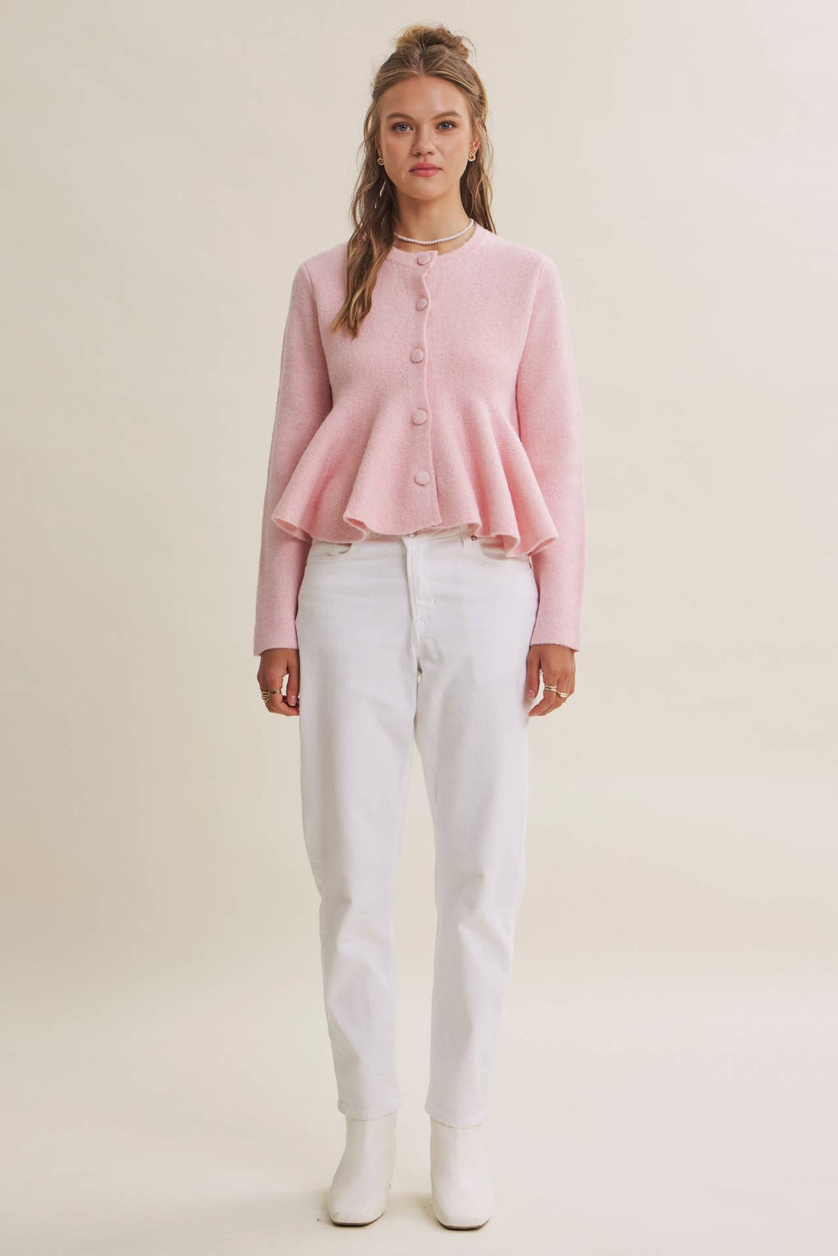 PEPLUM BUTTON SWEATER *MORE COLORS*