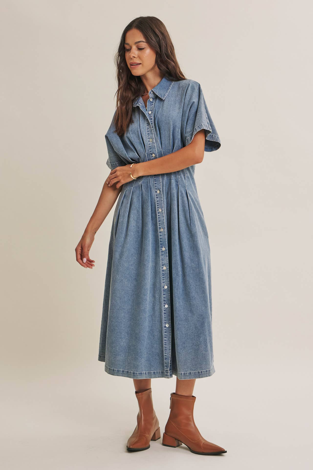 BUTTON-DOWN DENIM DRESS