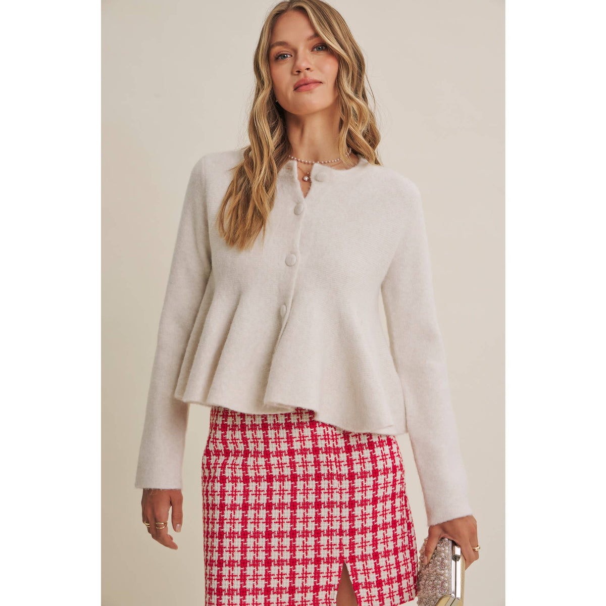 PEPLUM BUTTON SWEATER *MORE COLORS*