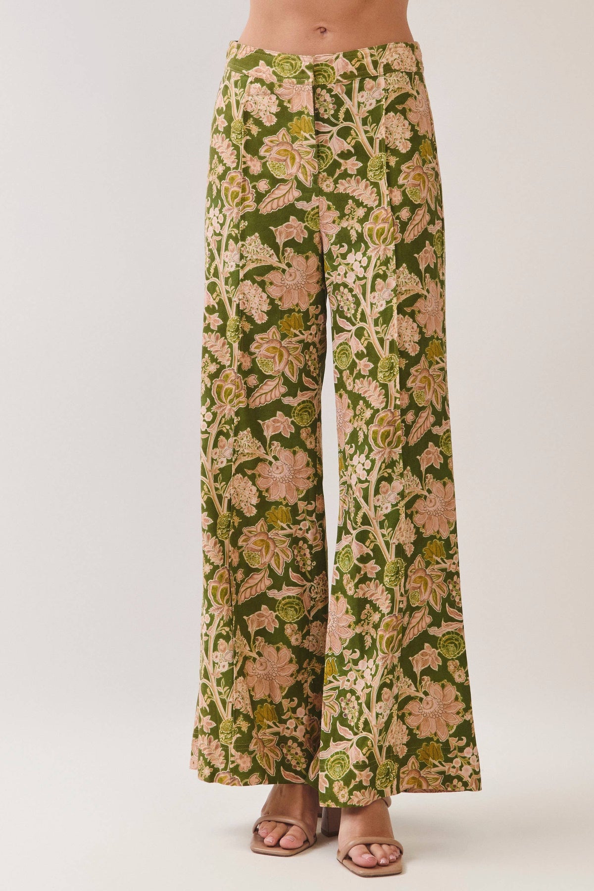 Floral Print Wide Leg Long Pants