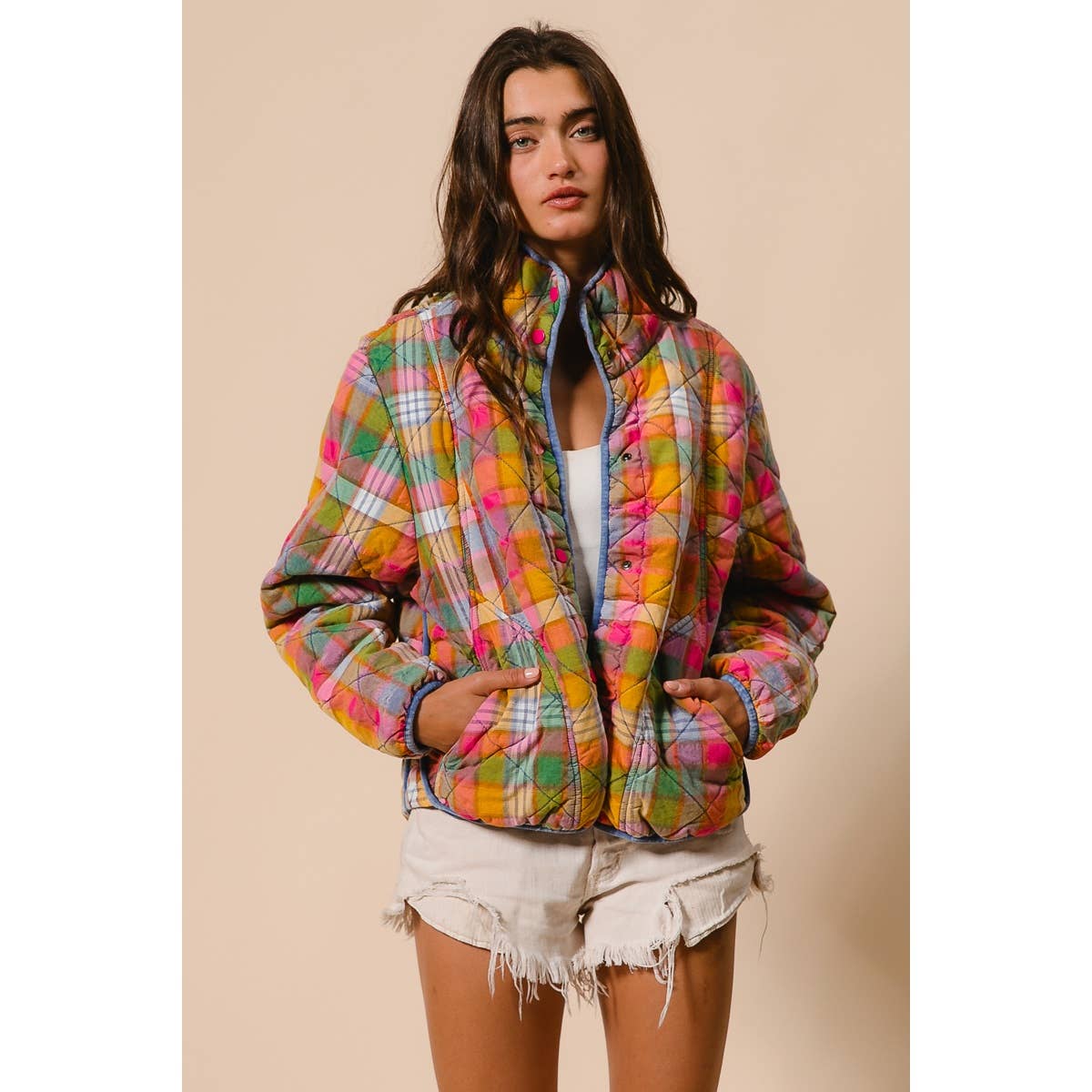 PLAID QUILTED JACKET
