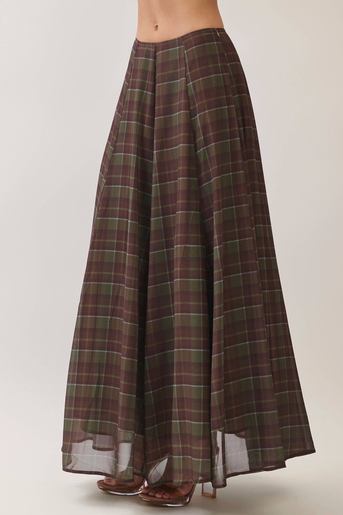 Plaid Maxi A Line Skirt