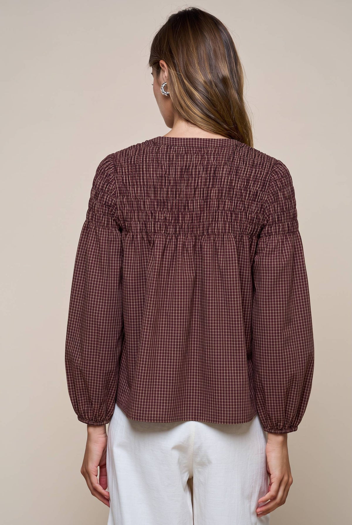 Smocked Long Sleeve Top