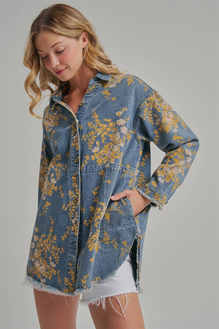 FLORAL DENIM SHIRT