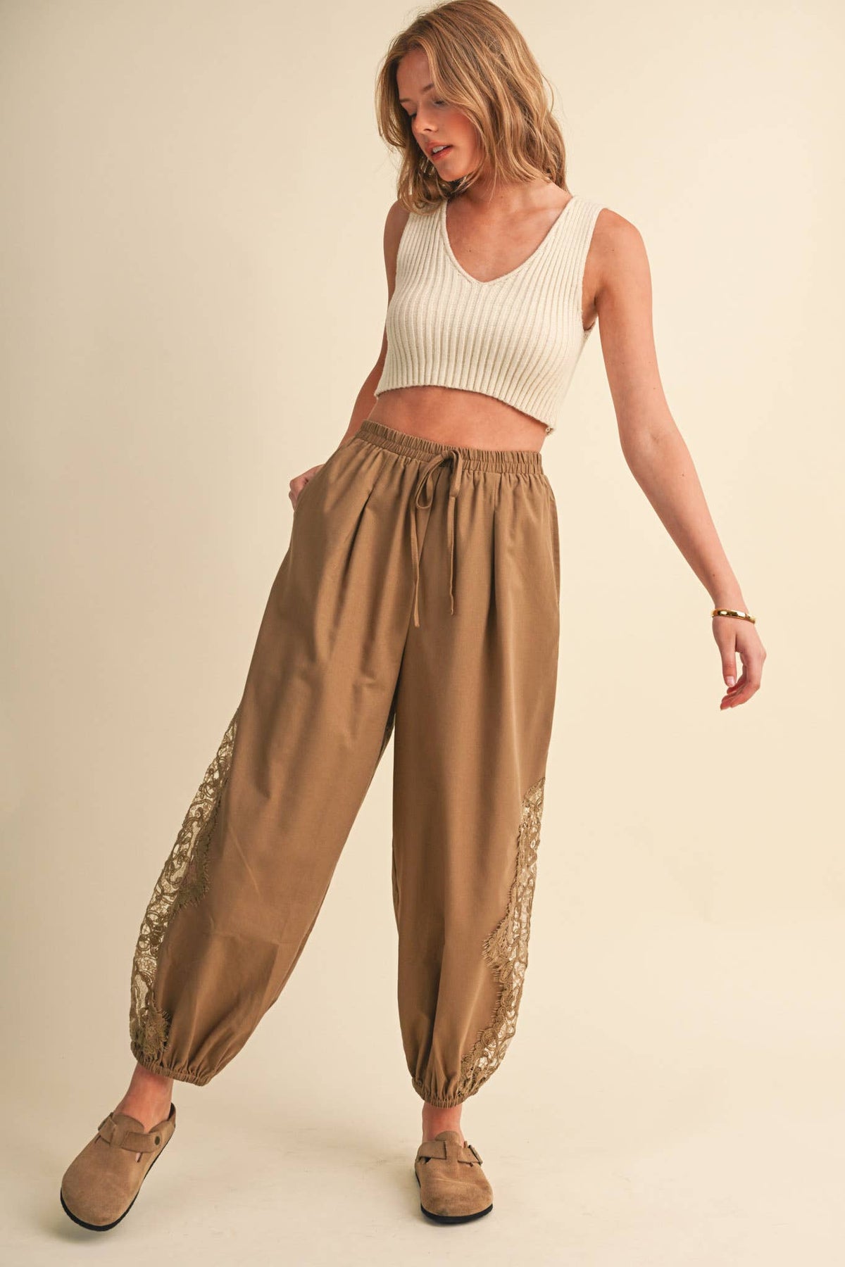 LACE DETAIL BALLOON PANTS *More Colors*