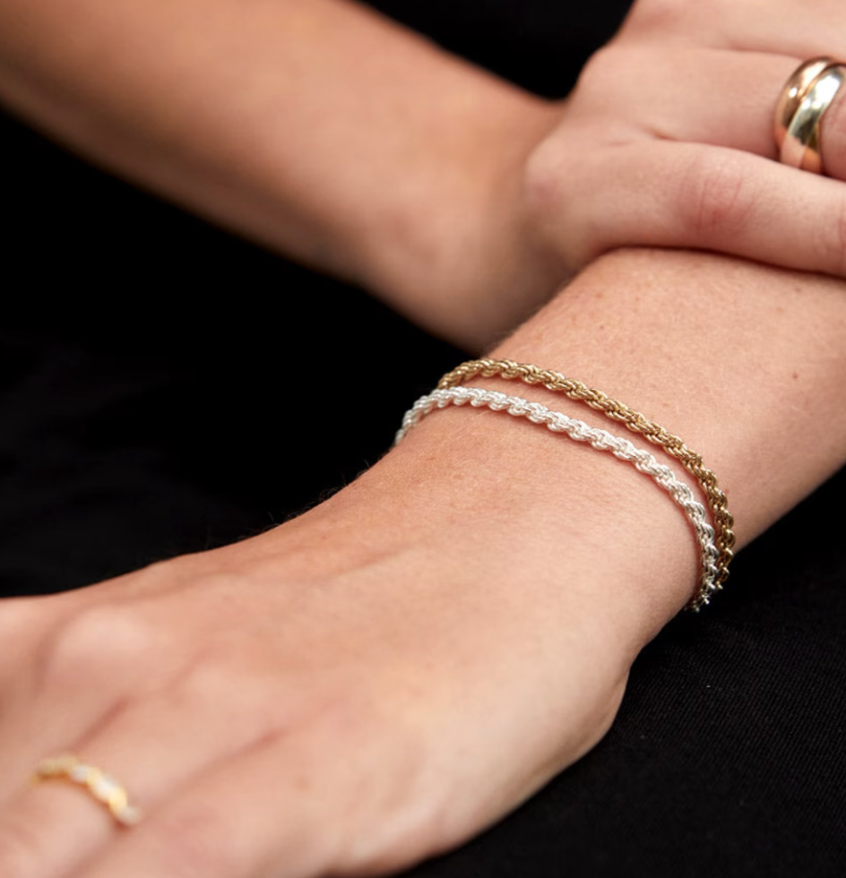 Rope Spiga Bracelet Stainless Steel  14K Gold. Waterproof