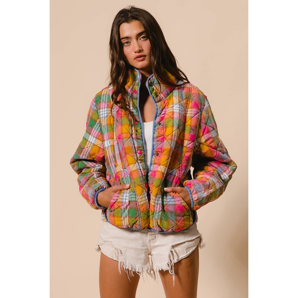 PLAID QUILTED JACKET