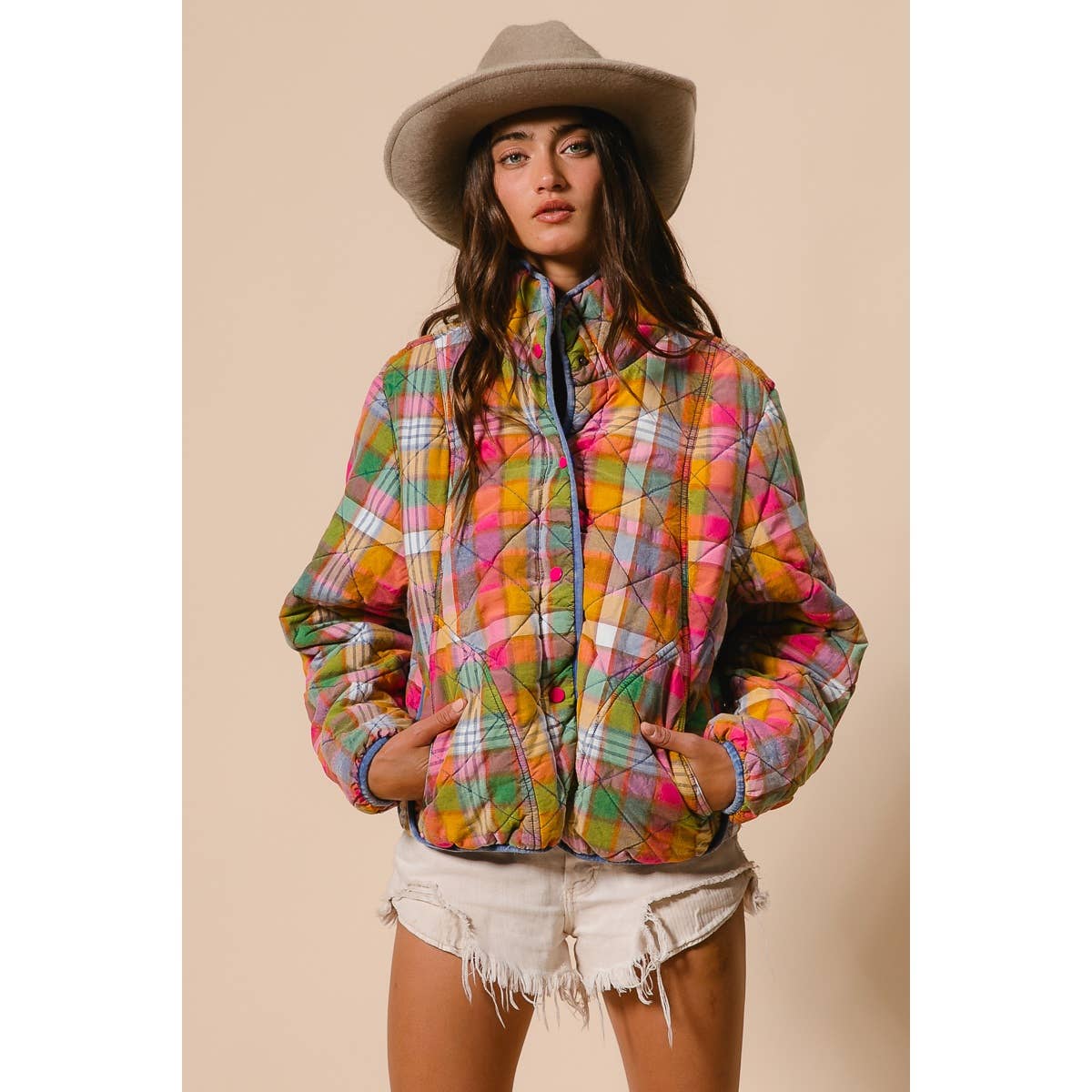PLAID QUILTED JACKET