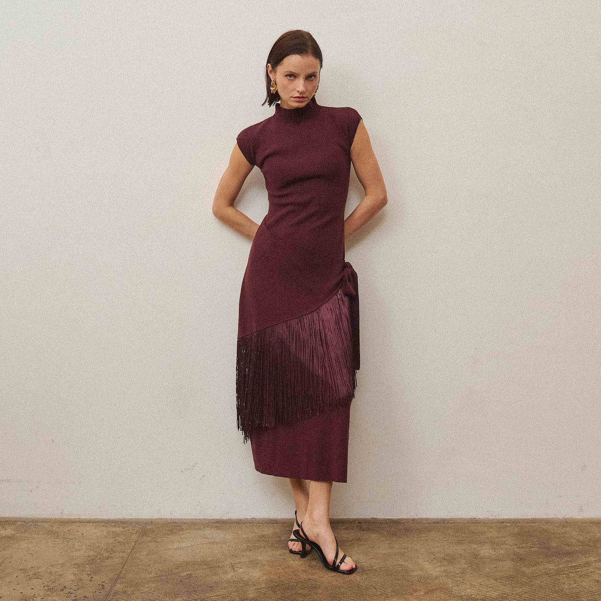 Fringe wrap dress