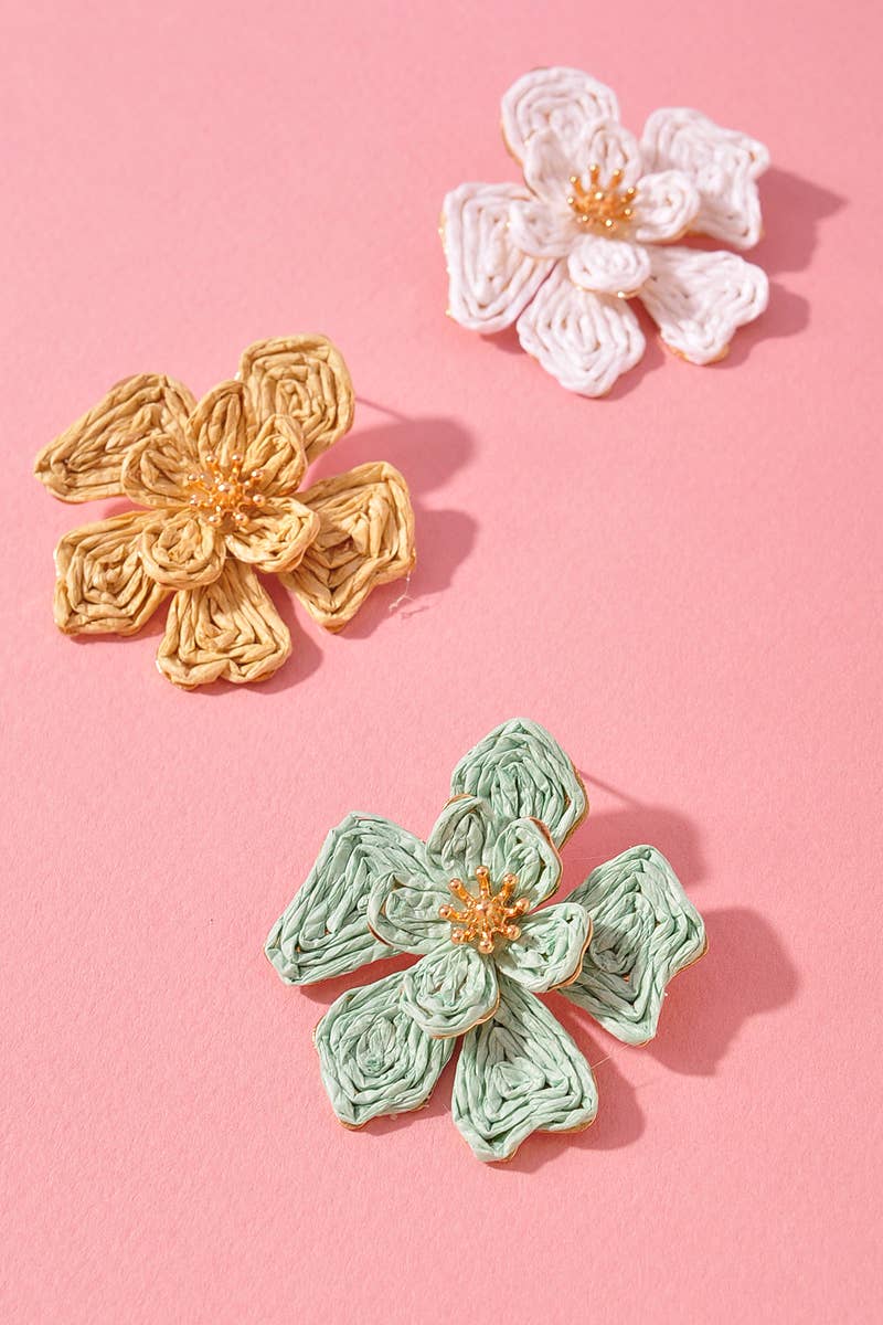 Raffia Flower Statement Earrings