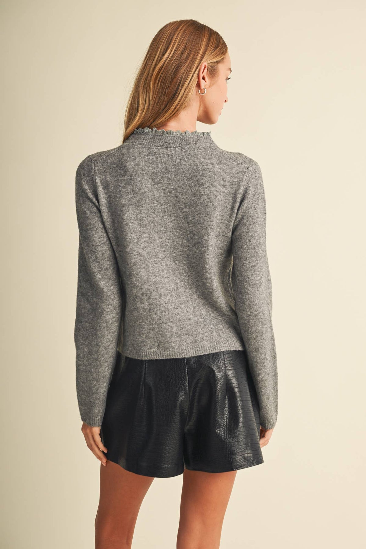 Ruffle-Trim Knit Blouse