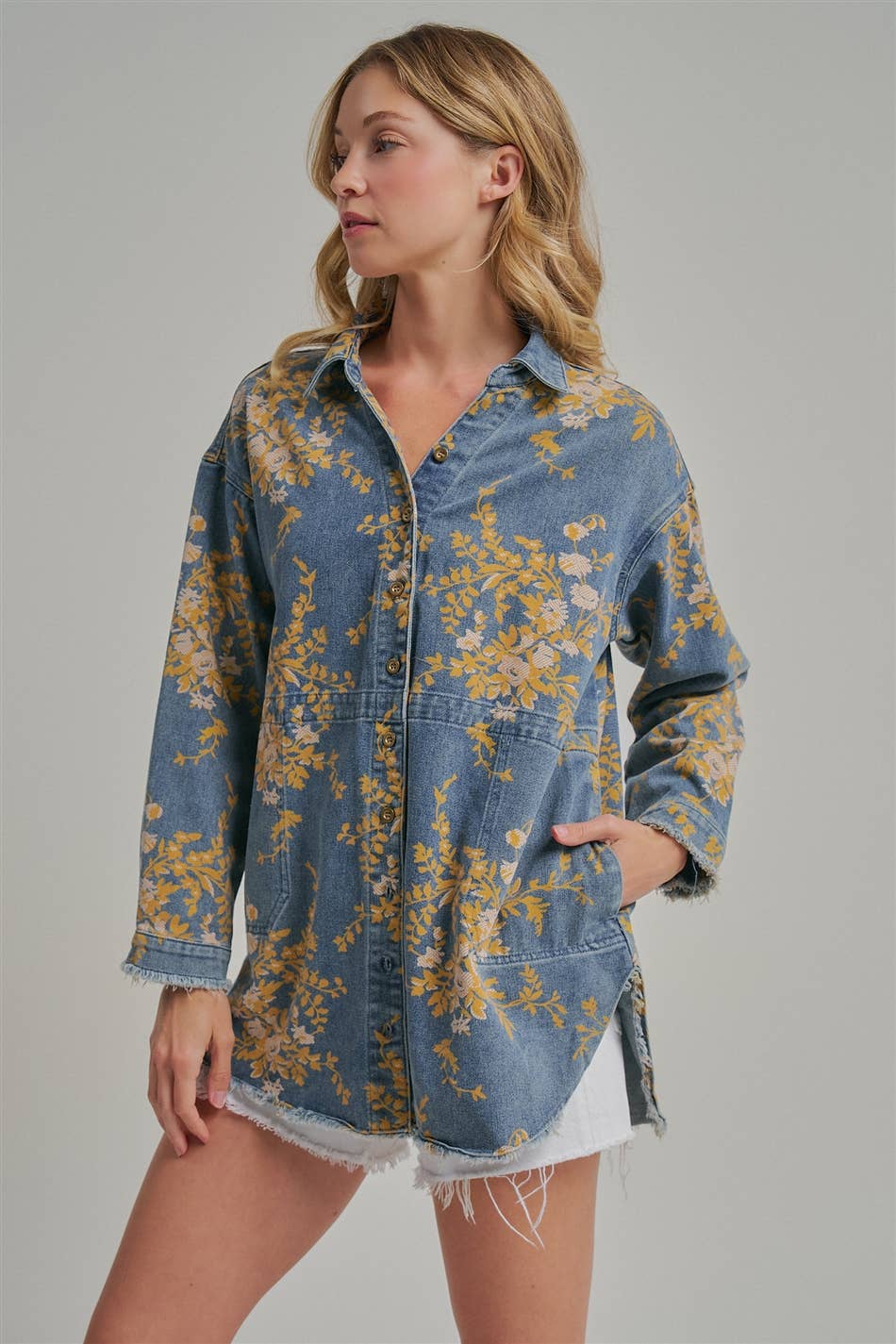 FLORAL DENIM SHIRT