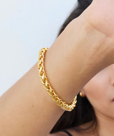 Rope Spiga Bracelet Stainless Steel  14K Gold. Waterproof