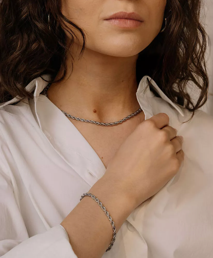 Rope Spiga Bracelet Stainless Steel  14K Gold. Waterproof
